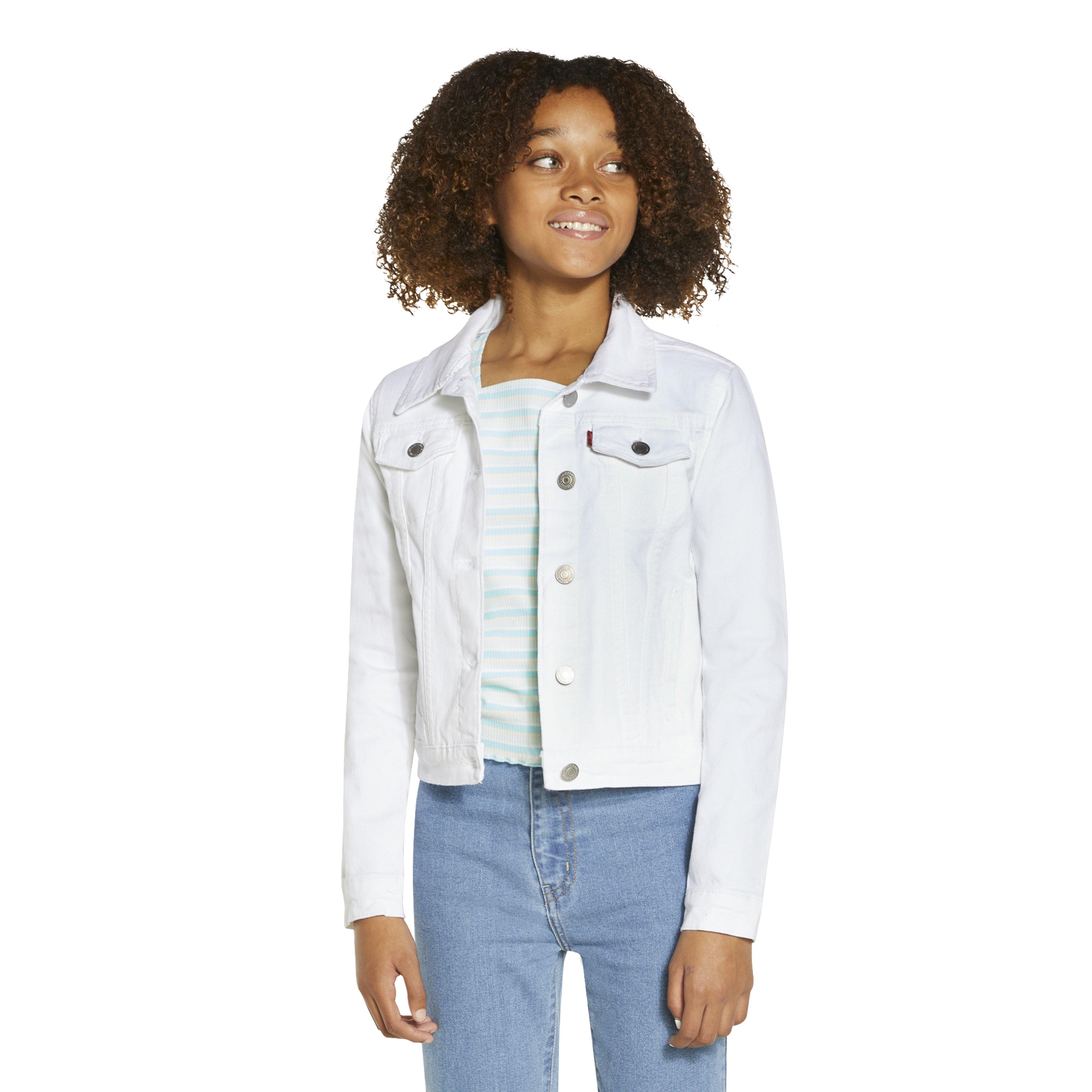 Levi's Big Girls' Trucker Style White Wash Denim Jacket - WHITE